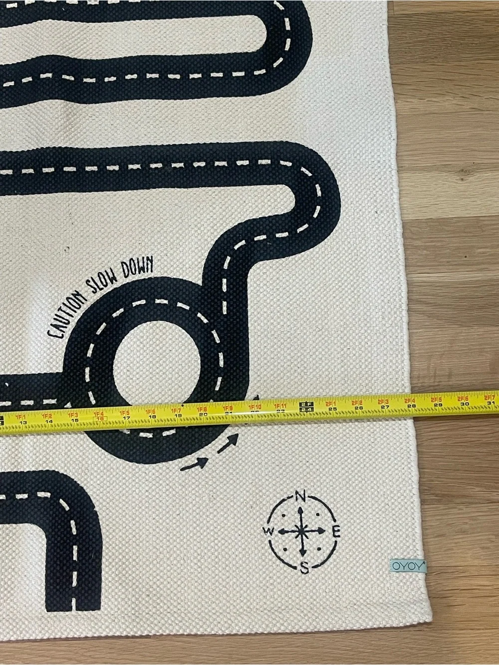 OYOY Adventure Road Play Rug Black & Cream Kids Car Track Rug